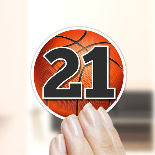 Personalized Basketball Number Sticker: Custom Kids Sports Decal