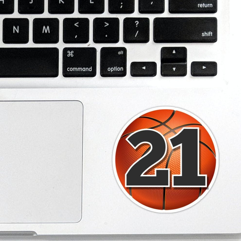Personalized Basketball Number Sticker: Custom Kids Sports Decal