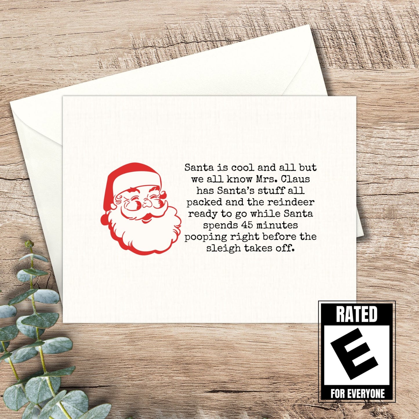Cheeky Santa Holiday Card | Funny Christmas Greeting for Friends | Snarky Festive Note