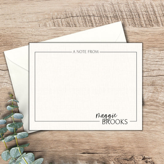 Set of 12 personalized flat note cards / stationary set / note cards / thank you cards / flat note card set /