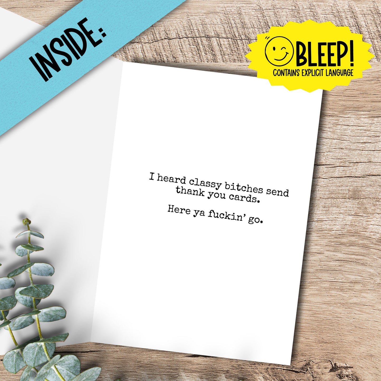 funny thank you card / thank you note / funny card for a friend / snarky card / adult greeting card