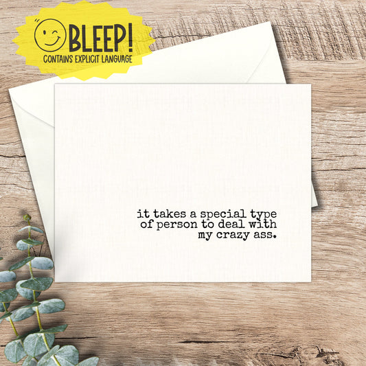 funny boyfriend valentine / for him / for her / snarky card for husband or wife / sarcastic card / valentine's day card / humorous v-day