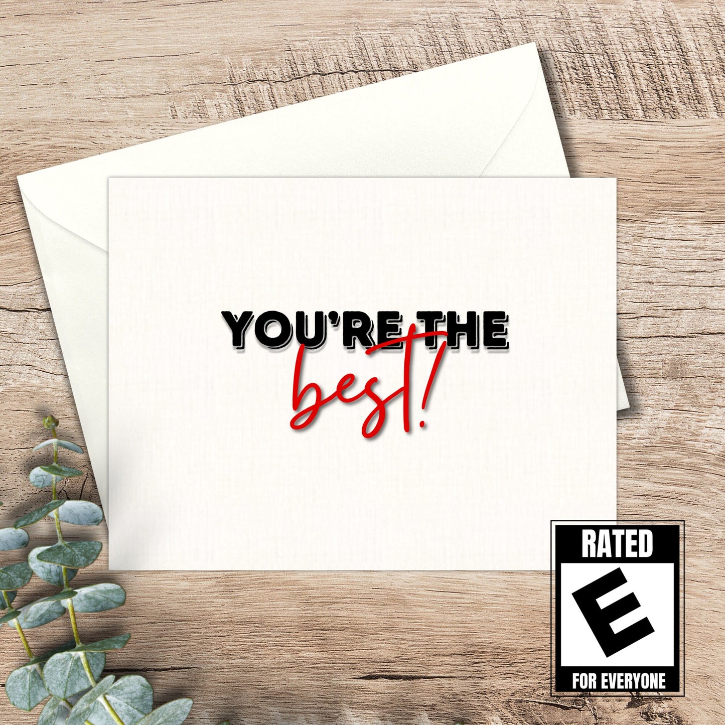 Handmade Thank You Card: Linen Cardstock, Minimalist Design