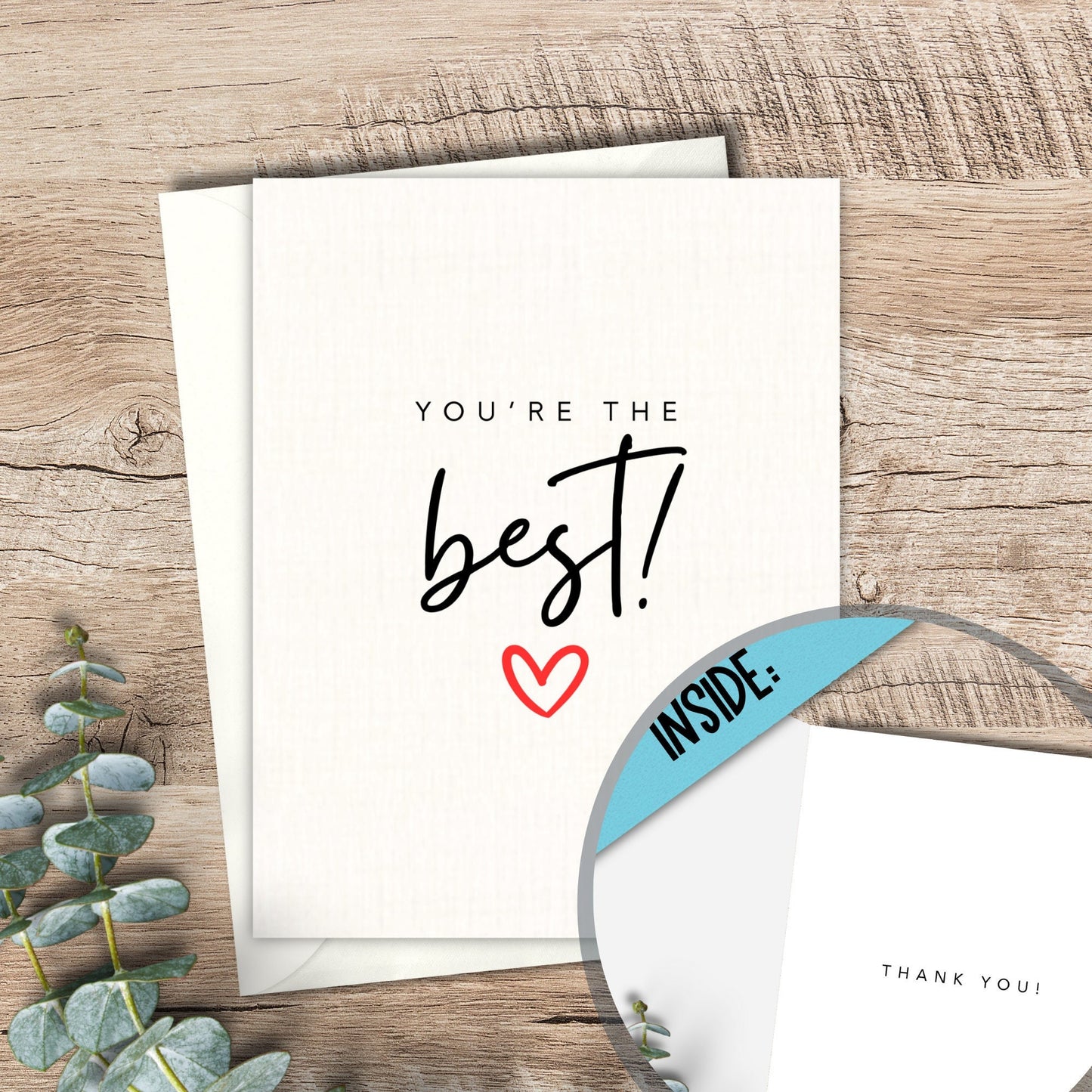 You're the best Minimalist handmade Thank you card