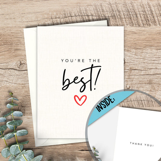 You're the best Minimalist handmade Thank you card