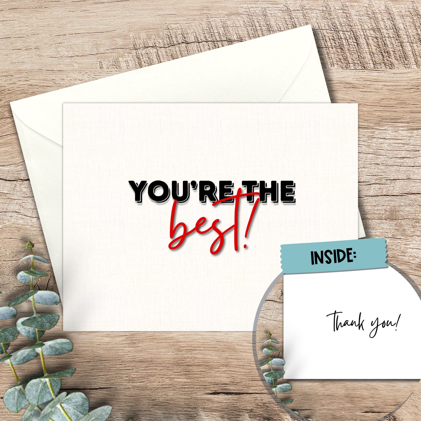 Handmade Thank You Card: Linen Cardstock, Minimalist Design