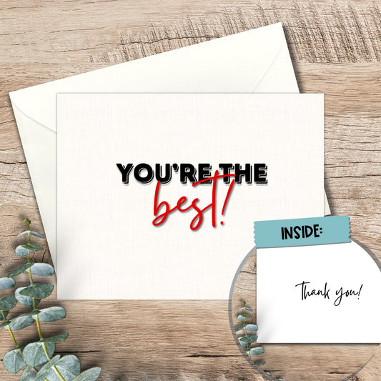 Handmade Thank You Card: Linen Cardstock, Minimalist Design