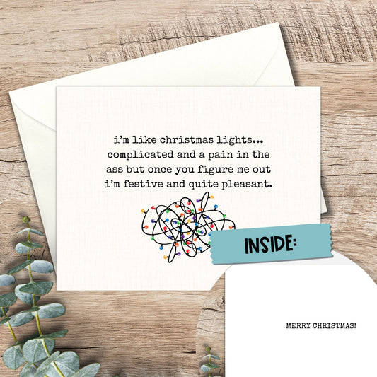 Funny Christmas Card: Snarky Lights Design for Friend