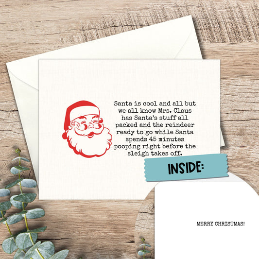 Cheeky Santa Holiday Card | Funny Christmas Greeting for Friends | Snarky Festive Note