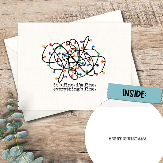 Funny Christmas Card: Tangled Lights, Snarky Holiday Greetings