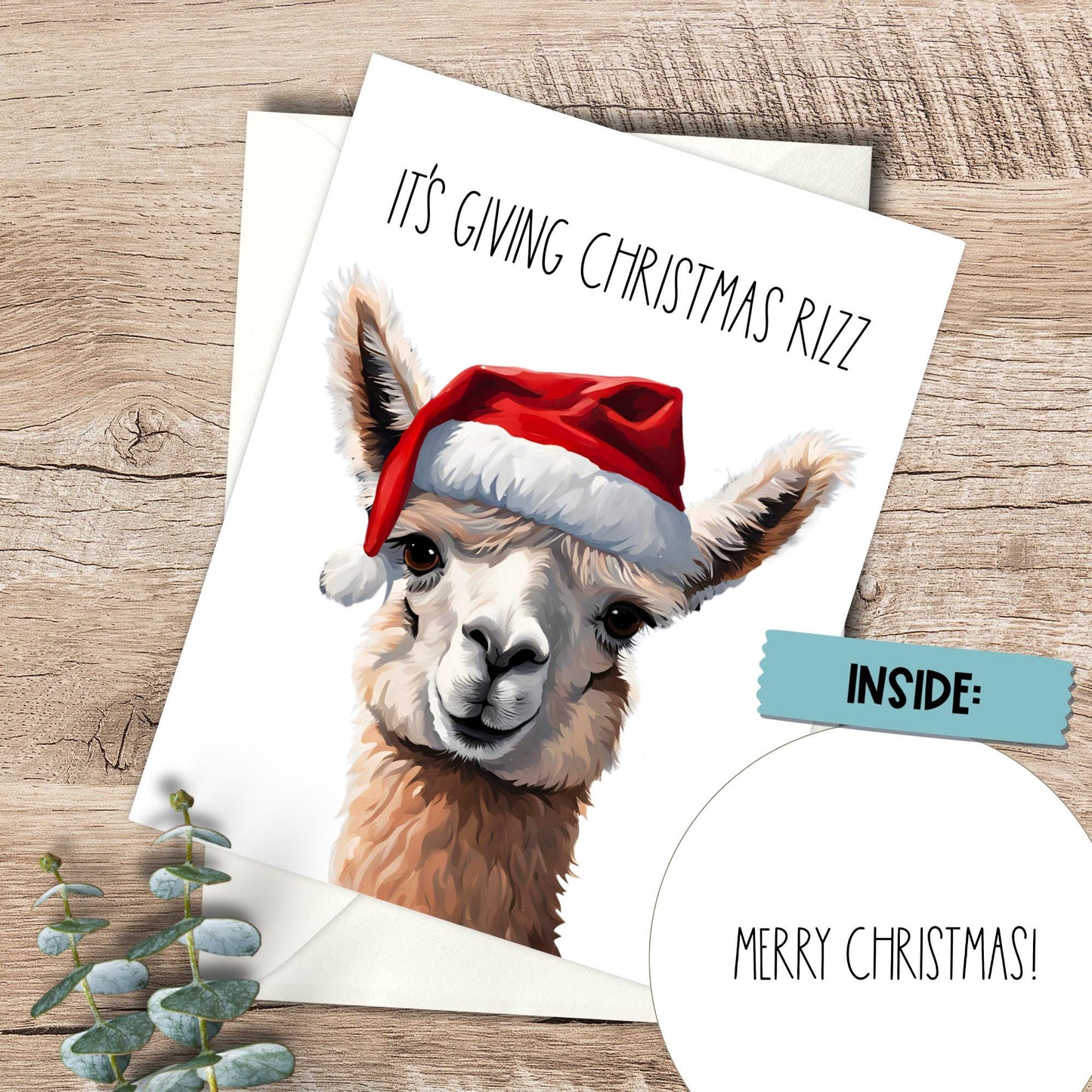 Funny Alpaca Christmas Card, Gen Z Teen Holiday Card