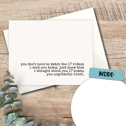 Funny Snarky Friendship Card for Besties