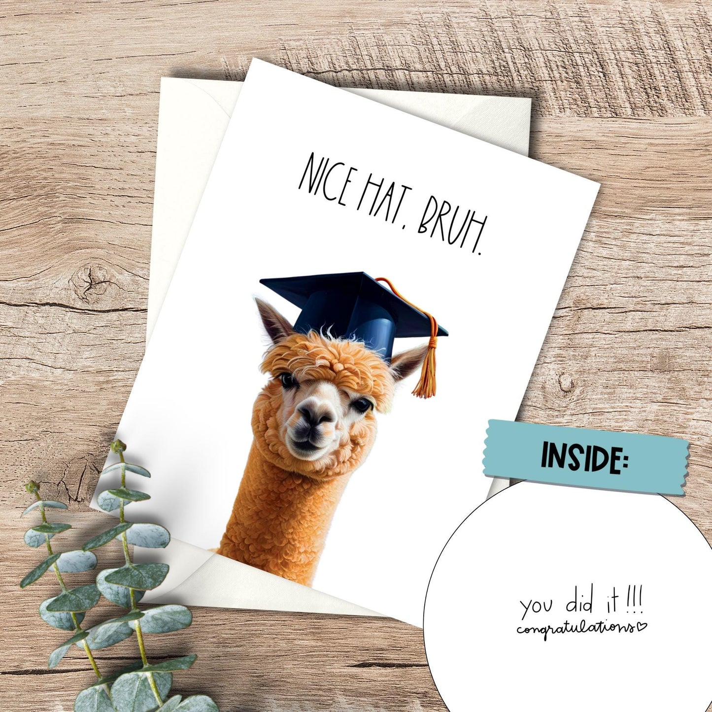 Funny Alpaca Graduation Card: Gen Z Congratulations (5x7 inch)