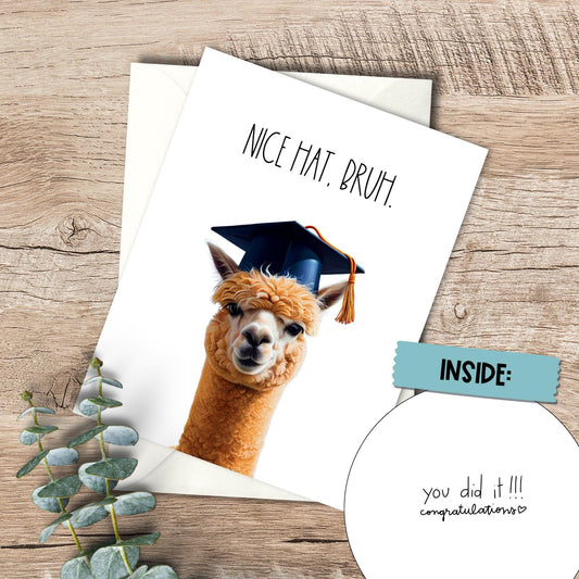 Funny Alpaca Graduation Card: Gen Z Congratulations (5x7 inch)