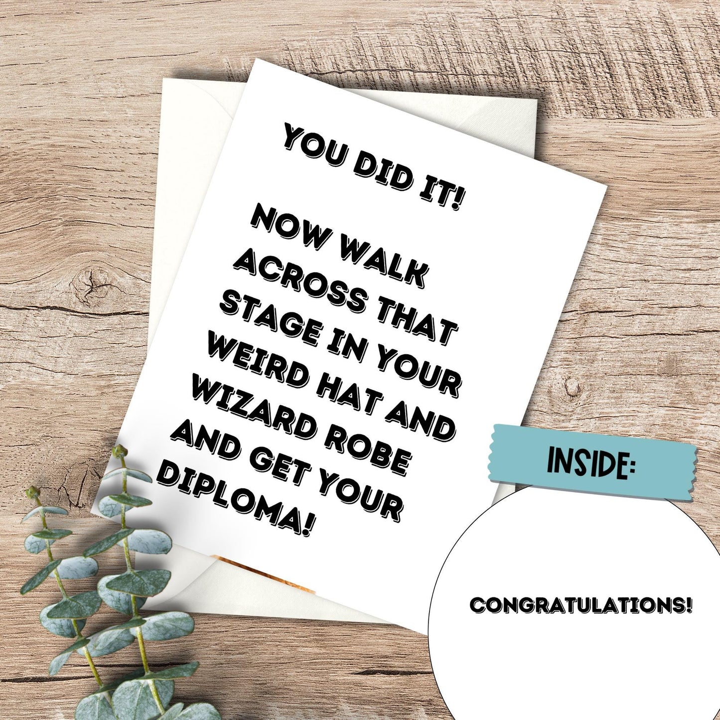 Funny Graduation Card: Snarky Congratulations, Wizard Robe