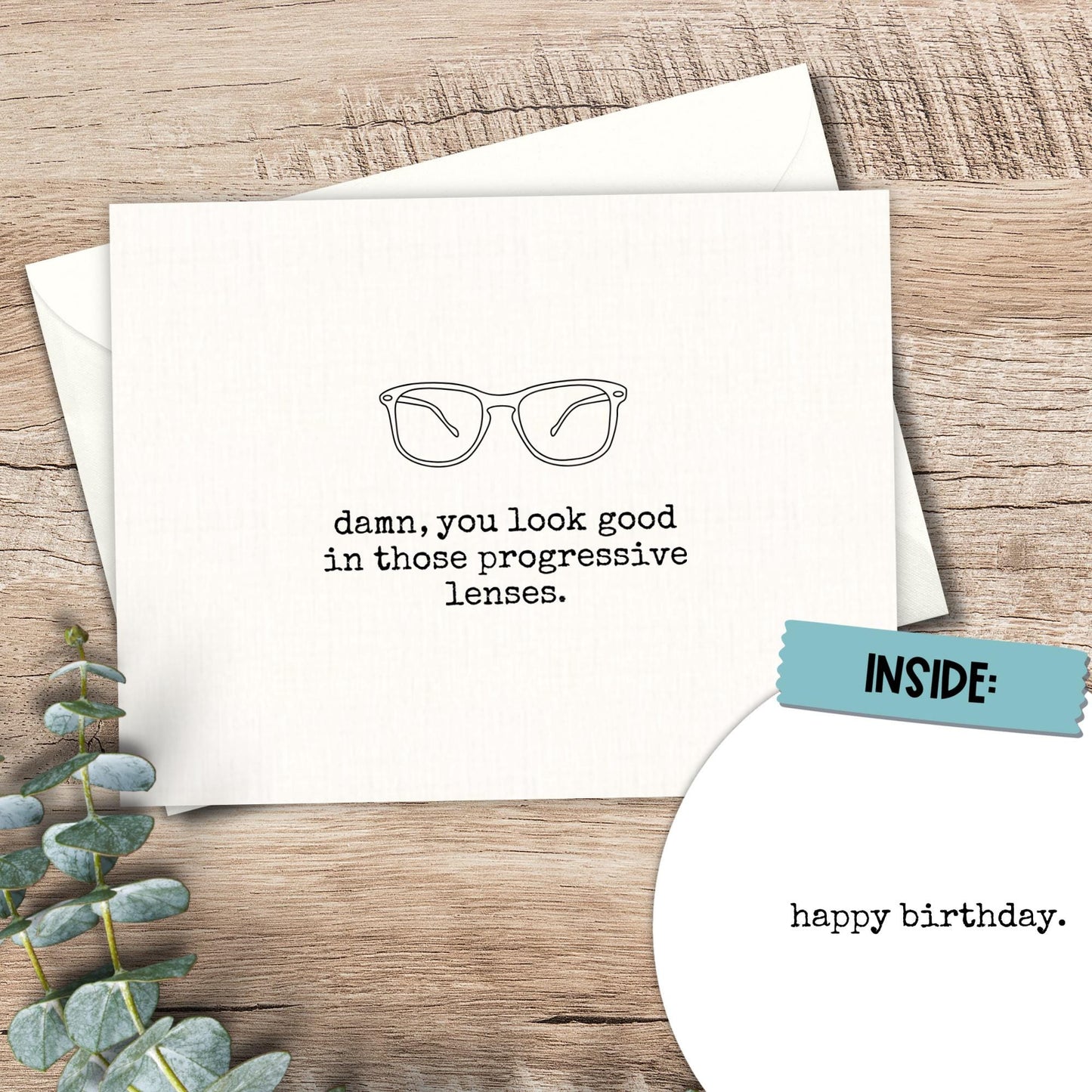 Funny Birthday Card: Snarky Aging Humor - Progressive Lenses
