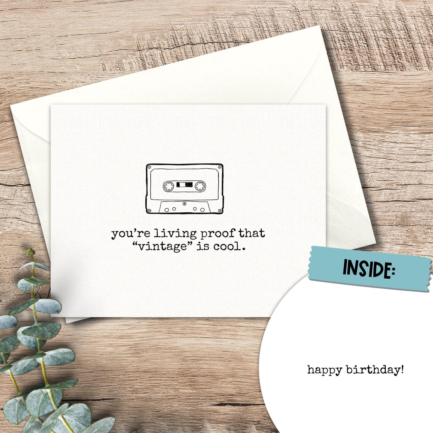 Funny Cassette Tape Birthday Card: For a Vintage Cool Friend