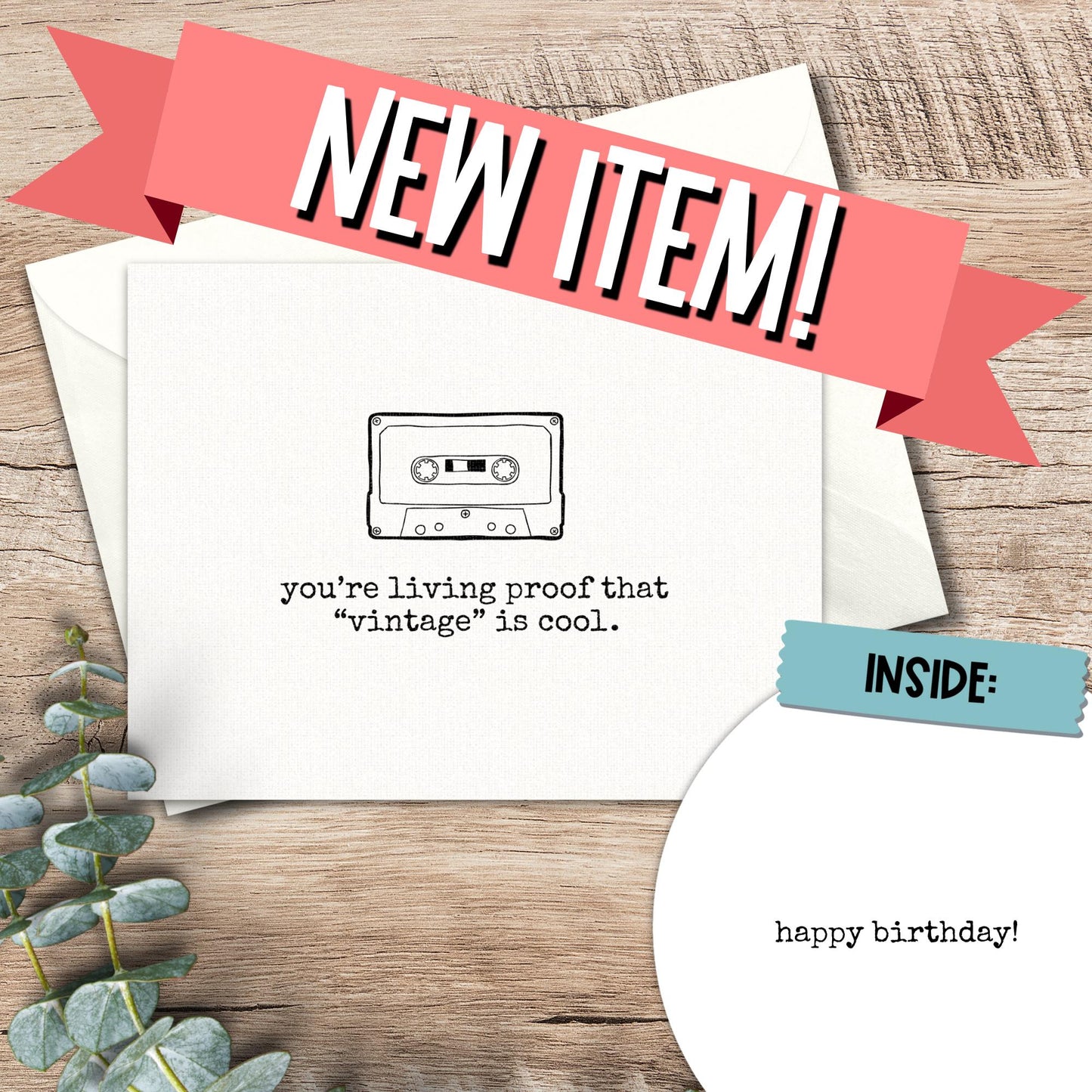 Funny Cassette Tape Birthday Card: For a Vintage Cool Friend